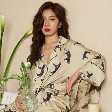 Leopard Dreams Silk Pajamas Pajamas KittyNook Cat Company